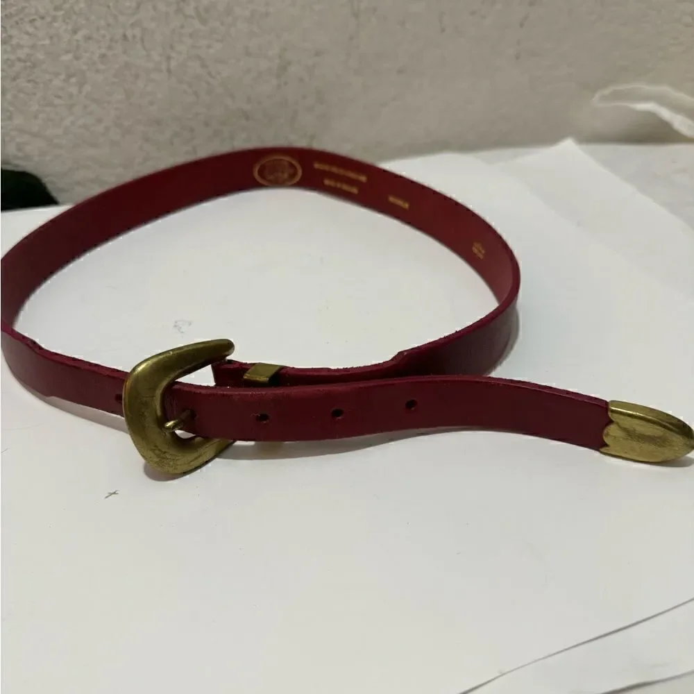 Laura Ashley Red Leather Belt Boho 28/70 VTG Made in England